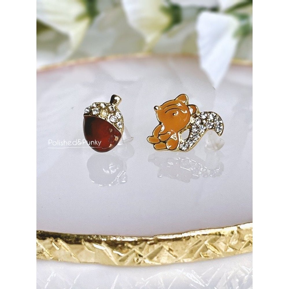 Squirrel Earrings ~ squirrel and nut Earrings~ Gold squirrel Earrings ~ in Box